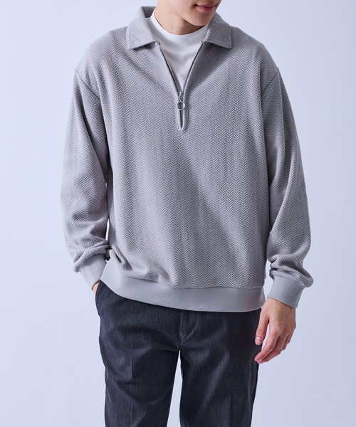 le cercle ADAM ET ROPE'（ルセルクルアダムエロペ）の「変化編みジップアップポロスウェット（スウェット・メンズ・ネイビー/グレー/グリーン・L/LL/M）」の16枚目の写真