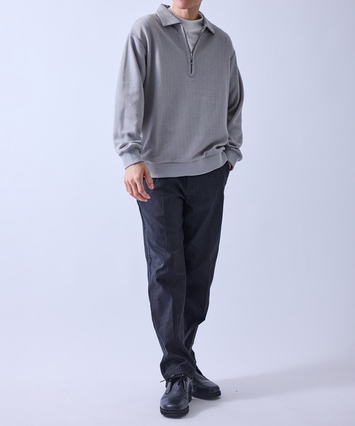 le cercle ADAM ET ROPE'（ルセルクルアダムエロペ）の「変化編みジップアップポロスウェット（スウェット・メンズ・ネイビー/グレー/グリーン・L/LL/M）」の17枚目の写真