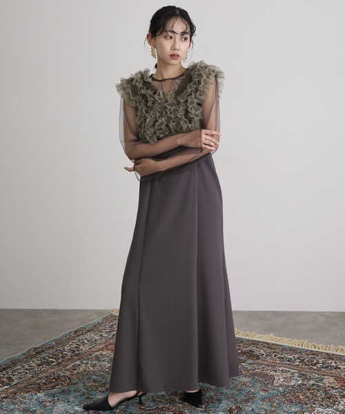 ミモレ丈同窓会3点セットセレモニー結婚式 オケージョンドレスパーティードレス 袖あり&ミモレ丈同窓会3点セットセレモニー結婚式フォーマル