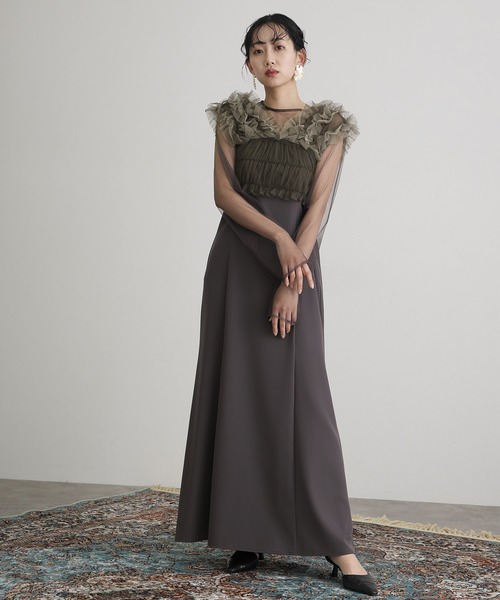 ミモレ丈同窓会3点セットセレモニー結婚式 オケージョンドレスパーティードレス セール】袖あり&ミモレ丈同窓会3点セットセレモニー結婚式フォーマル