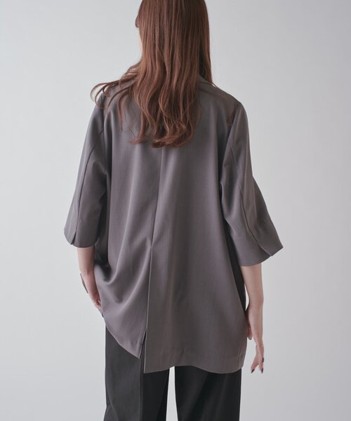 Lui's（ルイス）の「ハーフスリーブダブルジャケット（テーラードジャケット・レディース・ベージュ/チャコールグレー・FREE）」の19枚目の写真