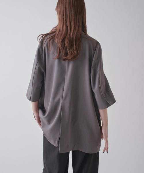 Lui's（ルイス）の「ハーフスリーブダブルジャケット（テーラードジャケット・レディース・ベージュ/チャコールグレー・FREE）」の13枚目の写真