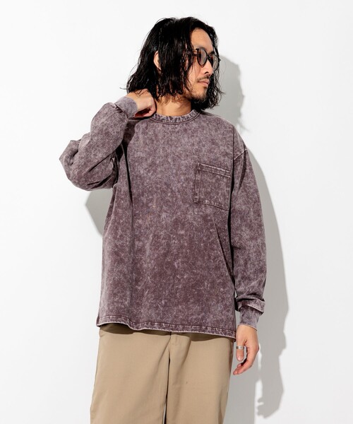 セール】リラックスフィット パウダー加工 ロングスリーブT セール】リラックスフィット パウダー加工 ロングスリーブT