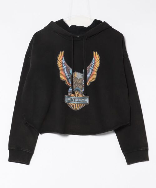 Harley-Davidson(ハーレーダビッドソン)の「ネオンイーグルクロップドプルオーバーパーカー(パーカー・レディース・ブラック系その他・X-SMALL/SMALL/MEDIUM/X-LARGE/LARGE)」の1枚目の写真