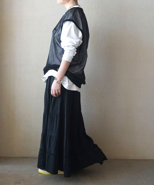 JOURNAL STANDARD LUXE（ジャーナルスタンダード　ラックス）の「レイヤーガーゼ ギャザースカート（スカート・レディース・ホワイト/ブラック・FREE）」の3枚目の写真