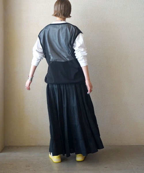 JOURNAL STANDARD LUXE（ジャーナルスタンダード　ラックス）の「レイヤーガーゼ ギャザースカート（スカート・レディース・ホワイト/ブラック・FREE）」の7枚目の写真