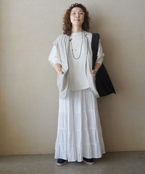 JOURNAL STANDARD LUXE（ジャーナルスタンダード　ラックス）の「レイヤーガーゼ ギャザースカート（スカート・レディース・ホワイト/ブラック・FREE）」の8枚目の写真