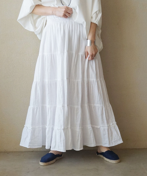 JOURNAL STANDARD LUXE（ジャーナルスタンダード　ラックス）の「レイヤーガーゼ ギャザースカート（スカート・レディース・ホワイト/ブラック・FREE）」の9枚目の写真