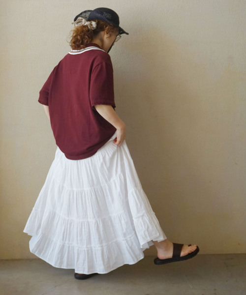 JOURNAL STANDARD LUXE（ジャーナルスタンダード　ラックス）の「レイヤーガーゼ ギャザースカート（スカート・レディース・ホワイト/ブラック・FREE）」の10枚目の写真