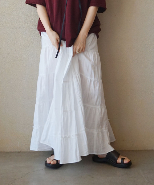 JOURNAL STANDARD LUXE（ジャーナルスタンダード　ラックス）の「レイヤーガーゼ ギャザースカート（スカート・レディース・ホワイト/ブラック・FREE）」の11枚目の写真