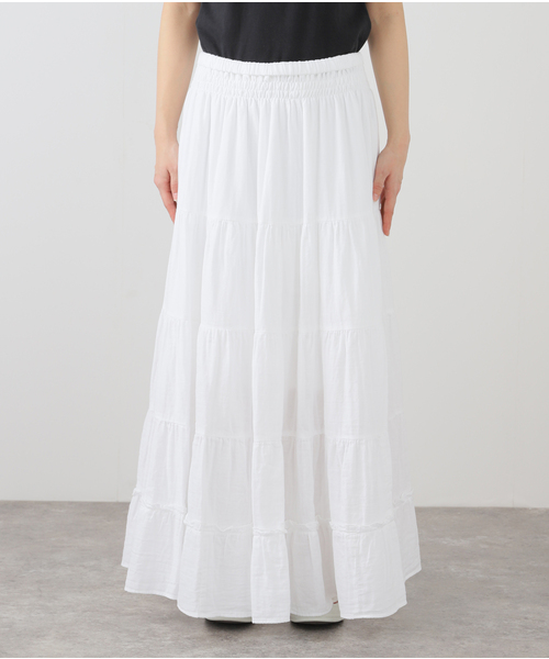 JOURNAL STANDARD LUXE（ジャーナルスタンダード　ラックス）の「レイヤーガーゼ ギャザースカート（スカート・レディース・ホワイト/ブラック・FREE）」の14枚目の写真