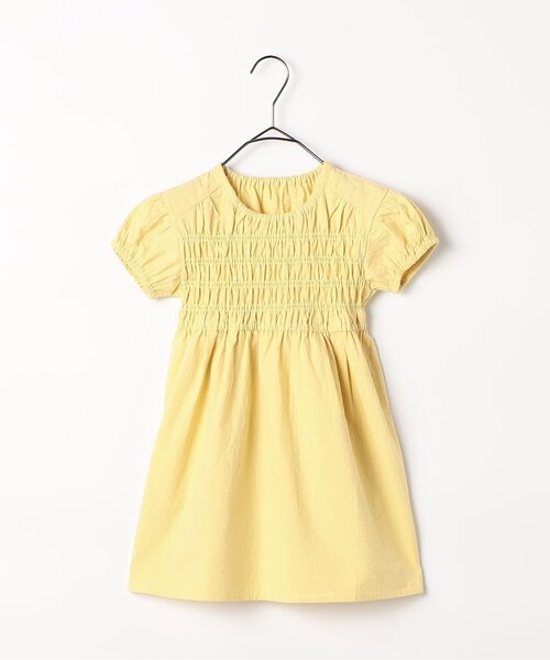 p.premier（ピードットプルミエ）の「【ジュニア対応】イロチ買いしたいシャーリングワンピース（ワンピース・キッズ・イエロー/グリーン/レッド/ピンク/ブラック/ブルー・140/130/120/110/100/90/80）」の4枚目の写真