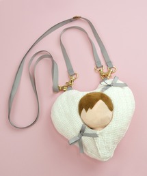 Appel Toi（アペルトワ）の「【10cmぬい推奨サイズ】推し活 ぬいぐるみ ぬい活 ぬい服 着せ替え おくるみ 2way ツイード ぬいショルダー ハート リボン 10cmぬい（その他雑貨）」