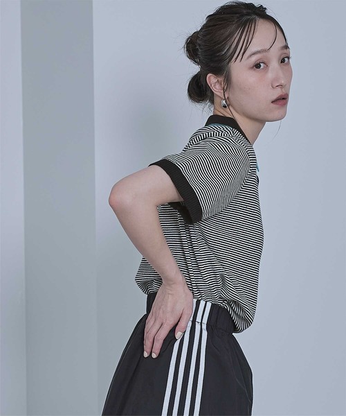 miette（ミエット）の「ボーダーポロニットトップス（ポロシャツ・レディース・ブラック/オフホワイト/レッド・FREE）」の17枚目の写真