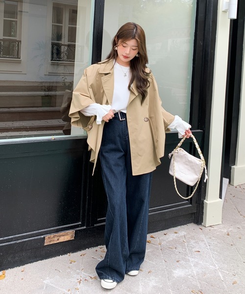 by LEGNA（バイレグナ）の「オーバーサイズ トレンチ ポンチョコート（その他アウター・レディース・ベージュ/ブラック/カーキ/グレイッシュベージュ/ネイビー・FREE）」の18枚目の写真