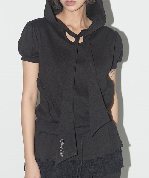 FANCY CLUB（ファンシークラブ）の「FANCY CLUB／パフスカーフフーディ（Tシャツ/カットソー・レディース・ブラック/ライトグレー・FREE）」の2枚目の写真