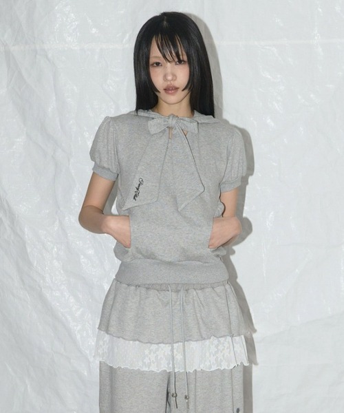 FANCY CLUB（ファンシークラブ）の「FANCY CLUB／パフスカーフフーディ（Tシャツ/カットソー・レディース・ブラック/ライトグレー・FREE）」の6枚目の写真