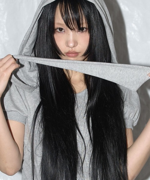 FANCY CLUB（ファンシークラブ）の「FANCY CLUB／パフスカーフフーディ（Tシャツ/カットソー・レディース・ブラック/ライトグレー・FREE）」の8枚目の写真