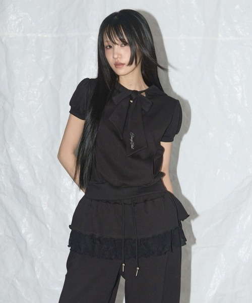 FANCY CLUB（ファンシークラブ）の「FANCY CLUB／パフスカーフフーディ（Tシャツ/カットソー・レディース・ブラック/ライトグレー・FREE）」の12枚目の写真