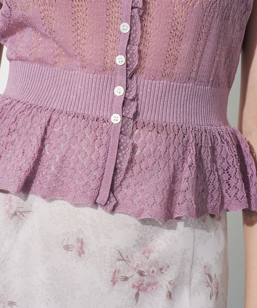 ME COUTURE（ミークチュール）の「シアーアイレットMIXニット（ニット/セーター・レディース・ブラック/ピンク/オフホワイト・FREE）」の20枚目の写真