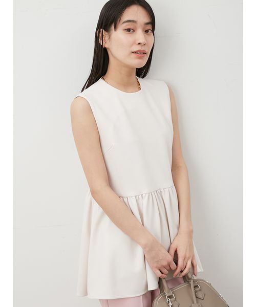 Mila Owen（ミラオーウェン）の「後あきテールヘムペプラムカットソーブラウス（Tシャツ/カットソー・レディース・アイボリー/ブラック/ライム・0/1）」の4枚目の写真