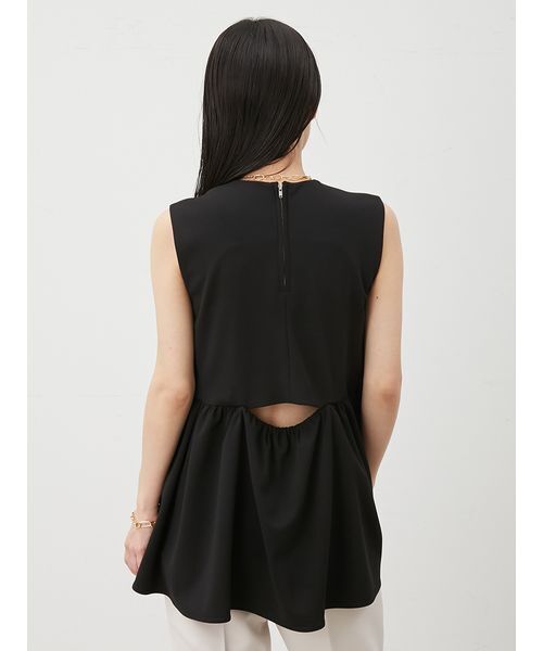 Mila Owen（ミラオーウェン）の「後あきテールヘムペプラムカットソーブラウス（Tシャツ/カットソー・レディース・アイボリー/ブラック/ライム・0/1）」の7枚目の写真