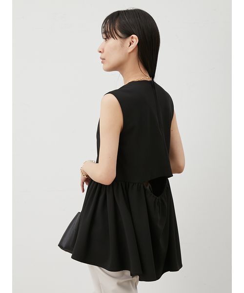 Mila Owen（ミラオーウェン）の「後あきテールヘムペプラムカットソーブラウス（Tシャツ/カットソー・レディース・アイボリー/ブラック/ライム・0/1）」の14枚目の写真