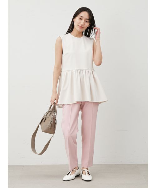 Mila Owen（ミラオーウェン）の「後あきテールヘムペプラムカットソーブラウス（Tシャツ/カットソー・レディース・アイボリー/ブラック/ライム・0/1）」の16枚目の写真