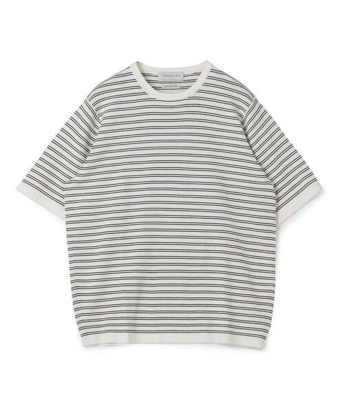 TOMORROWLAND （トゥモローランド）の「TOMORROWLAND tricot シーアイランドコットン ハーフスリーブクルーネックニット（ニット/セーター・メンズ・ホワイト×ブラック/グリーン系その他/ブルー系その他2/ブラウン/ブラック/ホワイト・L/M/S）」の3枚目の写真