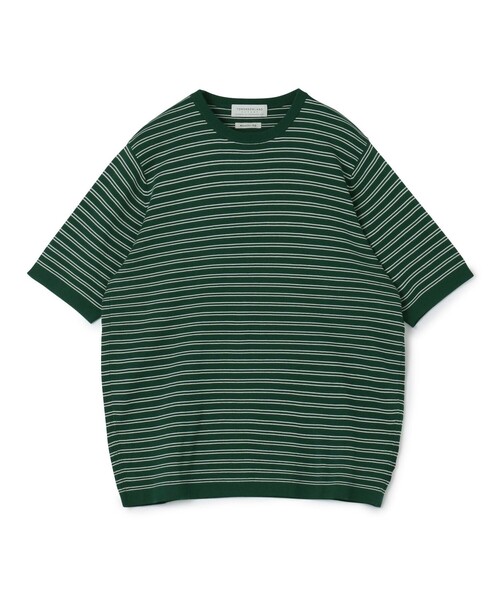 TOMORROWLAND （トゥモローランド）の「TOMORROWLAND tricot シーアイランドコットン ハーフスリーブクルーネックニット（ニット/セーター・メンズ・ホワイト×ブラック/グリーン系その他/ブルー系その他2/ブラウン/ブラック/ホワイト・L/M/S）」の5枚目の写真