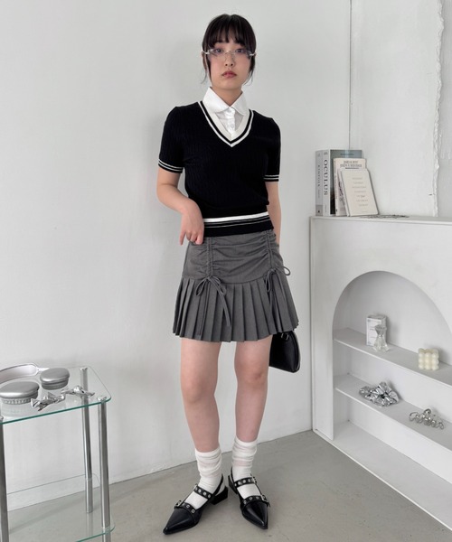 Loueme(ルエム)の「襟付きドッキングケーブルニットトップス(ニット/セーター・レディース・アイボリー/ブラック/ピンク・FREE)」の14枚目の写真