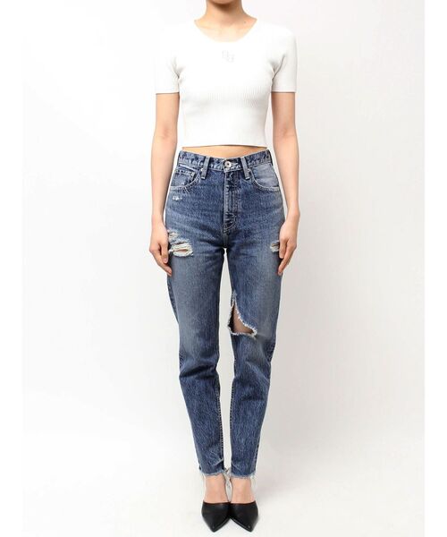 GYDA（ジェイダ）の「ハイウエストVintage Edge ダメージストレートデニムパンツ（デニムパンツ・レディース・インディゴブルー/ブルー・SMALL/MEDIUM）」の11枚目の写真