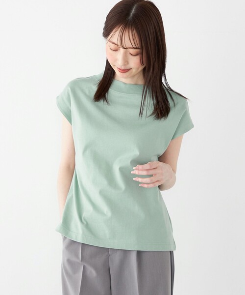 SHIPS Colors（シップス カラーズ）の「SHIPS Colors:40/2 天竺 ボートネック トップス（Tシャツ/カットソー・レディース・ブラック/ネイビー/オフホワイト/ライトグリーン・ONE SIZE）」の3枚目の写真
