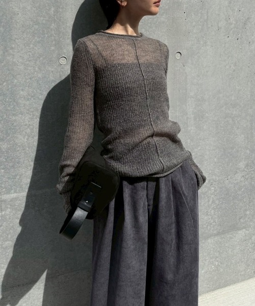 select MOCA by son（セレクトモカバイソン）の「センターラインシアーニット（ニット/セーター・レディース・アイボリー/グレー/ブラック/ブラウン・FREE）」の20枚目の写真