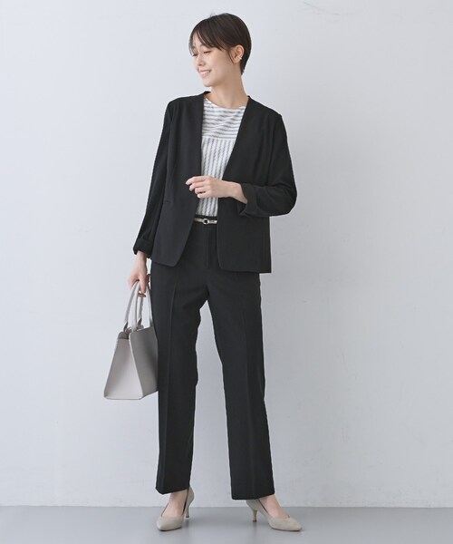 INDIVI（インディヴィ）の「【洗える／夏スーツ】ミニ千鳥柄ノーカラージャケット（ノーカラージャケット・レディース・ブラック系3/ブラウン系4/ブラウン系6/ブラック・03/05/13/15 /36/38/40）」の8枚目の写真