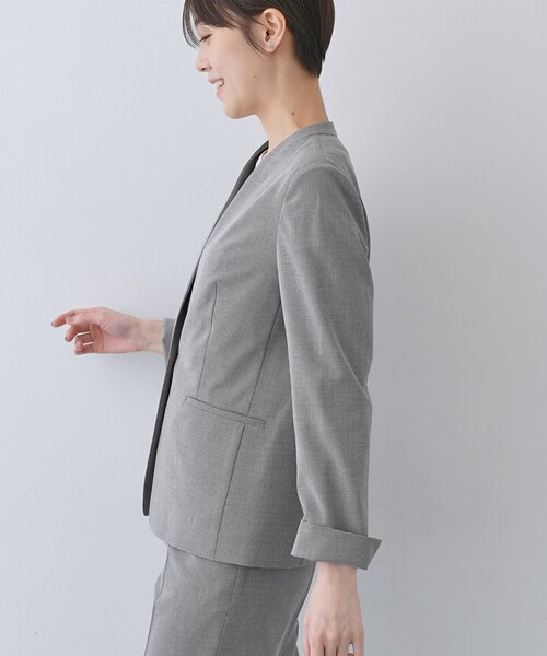 INDIVI（インディヴィ）の「【洗える／夏スーツ】ミニ千鳥柄ノーカラージャケット（ノーカラージャケット・レディース・ブラック系3/ブラウン系4/ブラウン系6/ブラック・03/05/13/15 /36/38/40）」の10枚目の写真