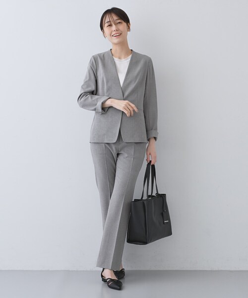 INDIVI（インディヴィ）の「【洗える／夏スーツ】ミニ千鳥柄ノーカラージャケット（ノーカラージャケット・レディース・ブラック系3/ブラウン系4/ブラウン系6/ブラック・03/05/13/15 /36/38/40）」の12枚目の写真