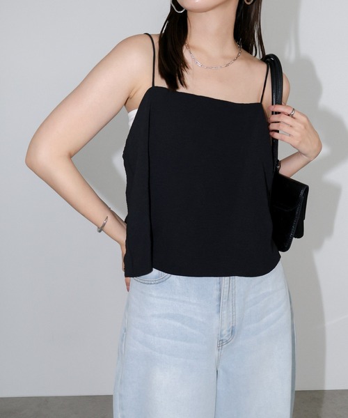 andme(アンドミー)の「【新色追加】バックリボンキャミソールビスチェ【UVカット/接触冷感/吸水速乾】(キャミソール・レディース・ブラック/オフホワイト/モカ/ダークブラウン/キナリ・M)」の15枚目の写真