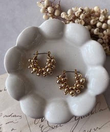 【mallelabrocante/マルラブロカント】ヴィンテージビーズのつぶつぶフープピアス/金属アレルギー対応