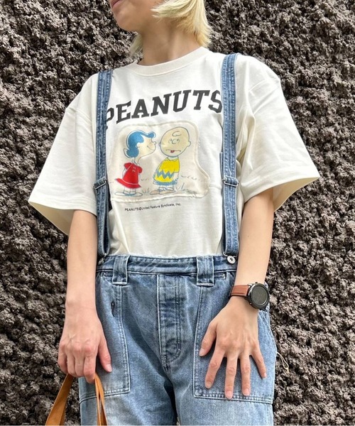 SNOOPY×OLD BETTY'S（スヌーピーカケルオールドベティーズ）の「SNP OrganicCotton T-shirts(CHARLIE&LUCY)（Tシャツ/カットソー・レディース・ダークネイビー/オフホワイト/ブラック・M/L/XL）」の2枚目の写真