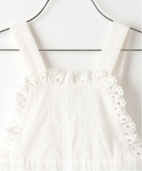 petit main(プティマイン)の「レースサロペット(サロペット/オーバーオール・キッズ・ネイビー/オフホワイト・S/M/L)」の9枚目の写真