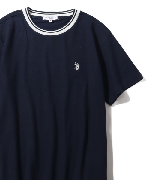 U.S. POLO ASSN.(ユーエスポロアッスン)の「【U.S. POLO ASSN./ユーエスポロアッスン】鹿の子リブライン ワンポイント刺繍ロゴ 半袖Tシャツ(Tシャツ/カットソー・メンズ・ベージュ/ネイビー/ブラック/ホワイト・M/L/LL)」の4枚目の写真