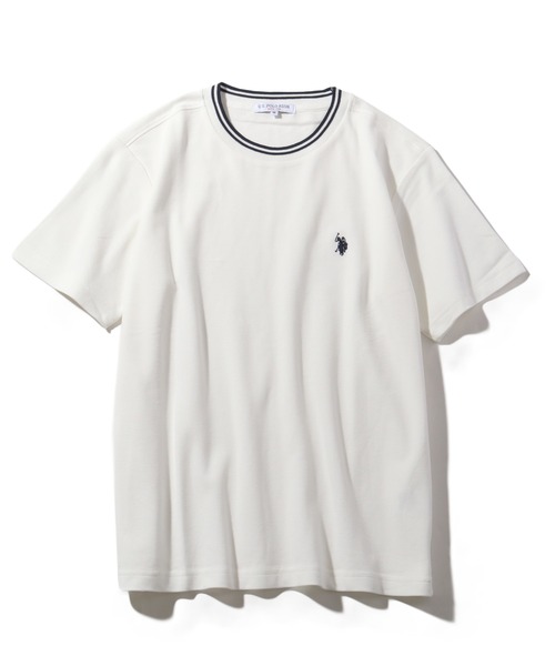 U.S. POLO ASSN.(ユーエスポロアッスン)の「【U.S. POLO ASSN./ユーエスポロアッスン】鹿の子リブライン ワンポイント刺繍ロゴ 半袖Tシャツ(Tシャツ/カットソー・メンズ・ベージュ/ネイビー/ブラック/ホワイト・M/L/LL)」の19枚目の写真