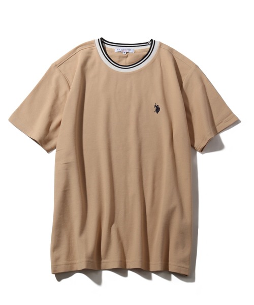 U.S. POLO ASSN.(ユーエスポロアッスン)の「【U.S. POLO ASSN./ユーエスポロアッスン】鹿の子リブライン ワンポイント刺繍ロゴ 半袖Tシャツ(Tシャツ/カットソー・メンズ・ベージュ/ネイビー/ブラック/ホワイト・M/L/LL)」の14枚目の写真