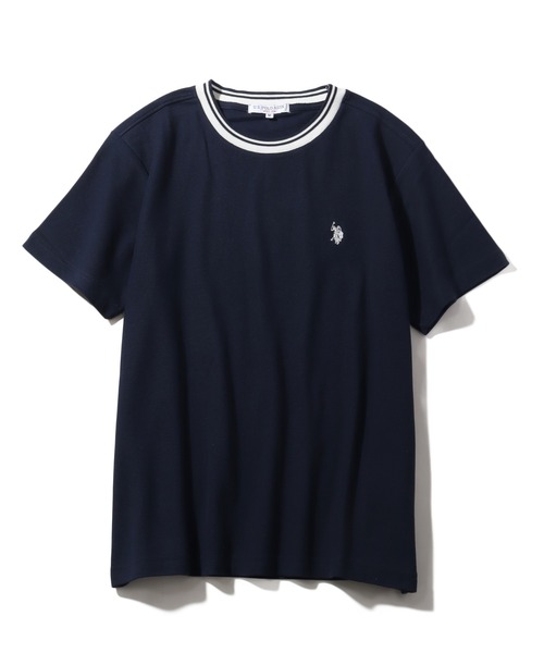 U.S. POLO ASSN.(ユーエスポロアッスン)の「【U.S. POLO ASSN./ユーエスポロアッスン】鹿の子リブライン ワンポイント刺繍ロゴ 半袖Tシャツ(Tシャツ/カットソー・メンズ・ベージュ/ネイビー/ブラック/ホワイト・M/L/LL)」の12枚目の写真