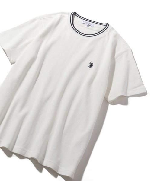 U.S. POLO ASSN.(ユーエスポロアッスン)の「【U.S. POLO ASSN./ユーエスポロアッスン】鹿の子リブライン ワンポイント刺繍ロゴ 半袖Tシャツ(Tシャツ/カットソー・メンズ・ベージュ/ネイビー/ブラック/ホワイト・M/L/LL)」の18枚目の写真