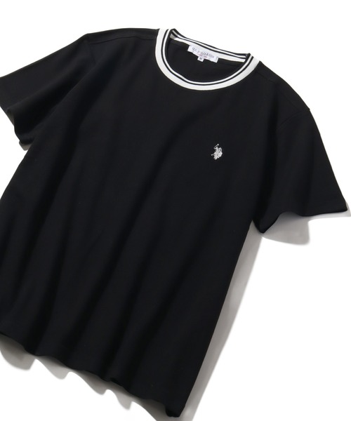 U.S. POLO ASSN.(ユーエスポロアッスン)の「【U.S. POLO ASSN./ユーエスポロアッスン】鹿の子リブライン ワンポイント刺繍ロゴ 半袖Tシャツ(Tシャツ/カットソー・メンズ・ベージュ/ネイビー/ブラック/ホワイト・M/L/LL)」の15枚目の写真