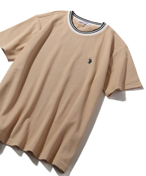 U.S. POLO ASSN.(ユーエスポロアッスン)の「【U.S. POLO ASSN./ユーエスポロアッスン】鹿の子リブライン ワンポイント刺繍ロゴ 半袖Tシャツ(Tシャツ/カットソー・メンズ・ベージュ/ネイビー/ブラック/ホワイト・M/L/LL)」の13枚目の写真