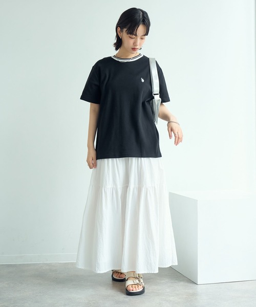 U.S. POLO ASSN.(ユーエスポロアッスン)の「【U.S. POLO ASSN./ユーエスポロアッスン】鹿の子リブライン ワンポイント刺繍ロゴ 半袖Tシャツ(Tシャツ/カットソー・メンズ・ベージュ/ネイビー/ブラック/ホワイト・M/L/LL)」の22枚目の写真