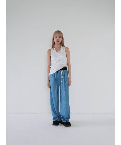 秋服★お値下げしました★uenui 2way check wide pants uenui 2WAY CHECK WIDE PANTS